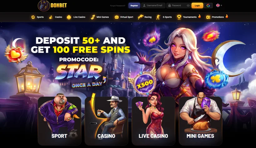 Donbet Casino-Oberfläche