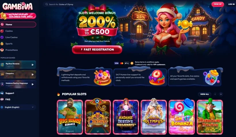 Gambiva Casino-Oberfläche