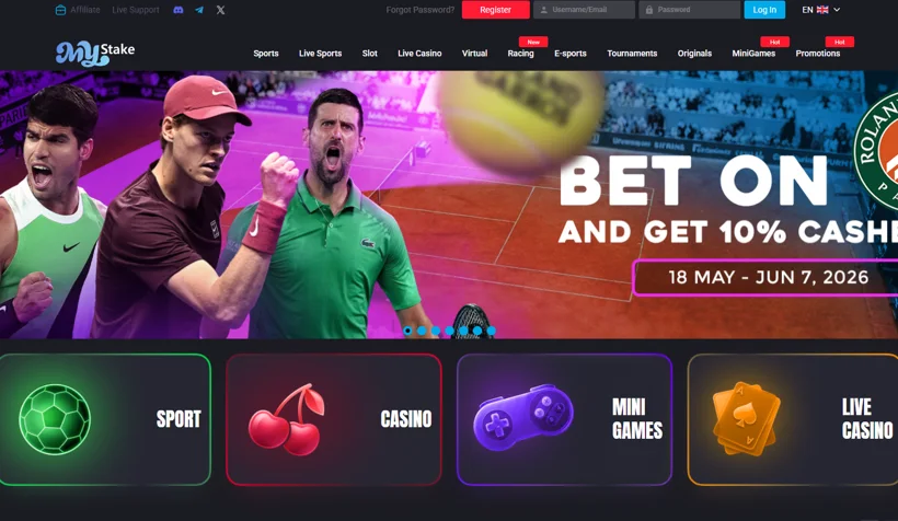 MyStake Casino-Oberfläche
