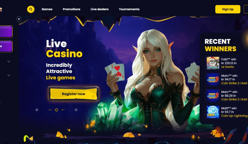 SlotsGem Casino-Oberfläche